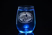 Load image into Gallery viewer, SURVIVOR Etched Stemless Wine Glass 15 oz | Officially Licensed, Premium Quality, Handcrafted Glassware,
