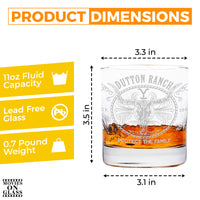 Load image into Gallery viewer, YELLOWSTONE DUTTON RANCH Etched Rocks Glass, 11 oz
