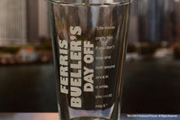 Load image into Gallery viewer, Ferris Bueller&#39;s Day Off Etched Pint Beer Glass 16oz - w/Quote &quot;Life moves pretty fast&quot; - Officially Licensed, Premium Quality, Handcrafted Glassware
