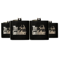 Load image into Gallery viewer, The Godfather Etched Stainless Steel Flask 6oz. Set of 4
