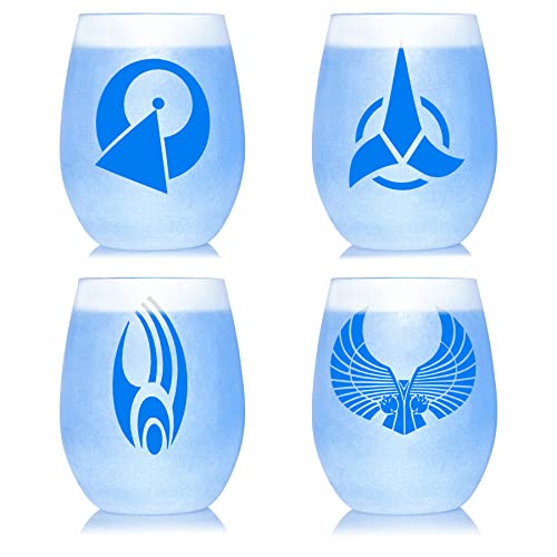 STAR TREK Alien Races Etched Stemless Wine Glass Set - Officially Licensed, Premium Quality, Handcrafted Glassware, 11oz. - Perfect Collectible Gift for Series Lovers