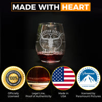 Load image into Gallery viewer, YELLOWSTONE DUTTON RANCH Etched Stemless Wine Glass
