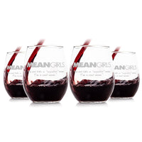 Load image into Gallery viewer, Mean Girls Etched Stemless Wine Glass 15oz - Set Of 4| w/Quote, &quot;I&#39;m Not Like a Regular Mom, I&#39;m a Cool Mom&quot;
