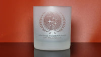 Load image into Gallery viewer, STAR TREK United Federation of Planets Etched Rocks Whiskey Glass 11oz. Set of 4
