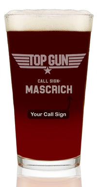 Load image into Gallery viewer, Top Gun Etched Pint Beer Glass with Your Personalized Call Sign

