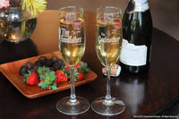 Load image into Gallery viewer, The Godfather and Godmother Etched Tall Flute Glass with Your Personalized Text 8oz.
