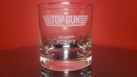 Load image into Gallery viewer, Top Gun Etched Rocks Whiskey Glass with Your Personalized Call Sign
