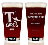 Load image into Gallery viewer, GREASE T-Birds &quot;Rydell High Alumni&quot; Etched Pint Glass - w/Your Personalized Text
