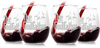 Load image into Gallery viewer, The Godfather Etched Stemless Wine Glass 15oz. Set of 4
