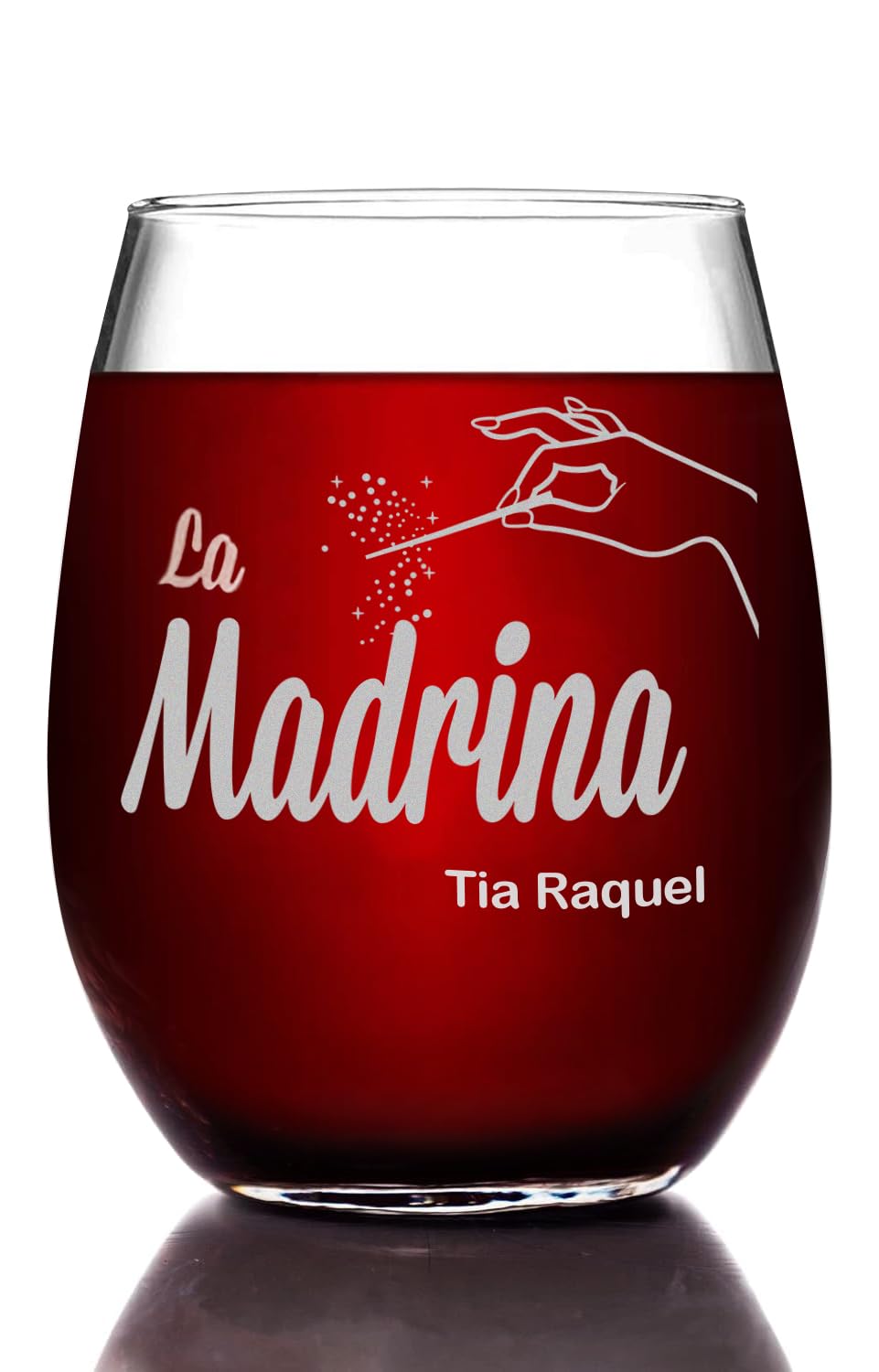 La Madrina Etched Stemless Wine Glass - w/Your Personalized Text - Officially Licensed, Premium Quality, Handcrafted Glassware, 15oz. - Perfect Collectible Gift for Movie Lovers, Birthdays