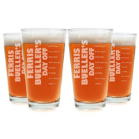 Load image into Gallery viewer, Ferris Bueller&#39;s Day Off Etched Pint Beer Glass - w/Quote, 16oz Set Of 4 Ferris Bueller&#39;s Day Off Etched Pint Beer Glass - w/Quote &quot;Life moves pretty fast..&quot;
