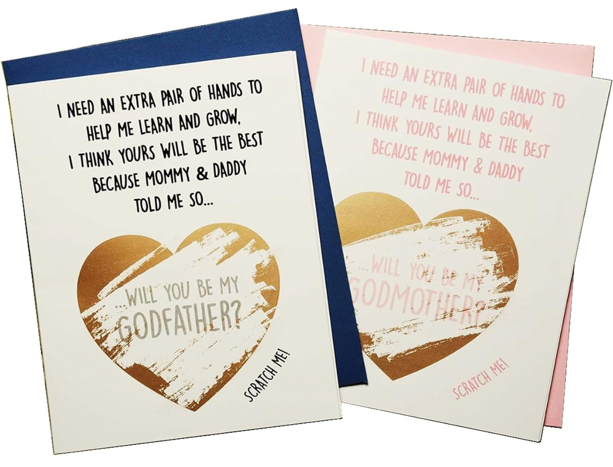 Movies On Glass Will You Be My Godparents - Invitation Scratch Off Cards - Set of 2 - Perfect Godmother & Godfather Proposal for Godparents