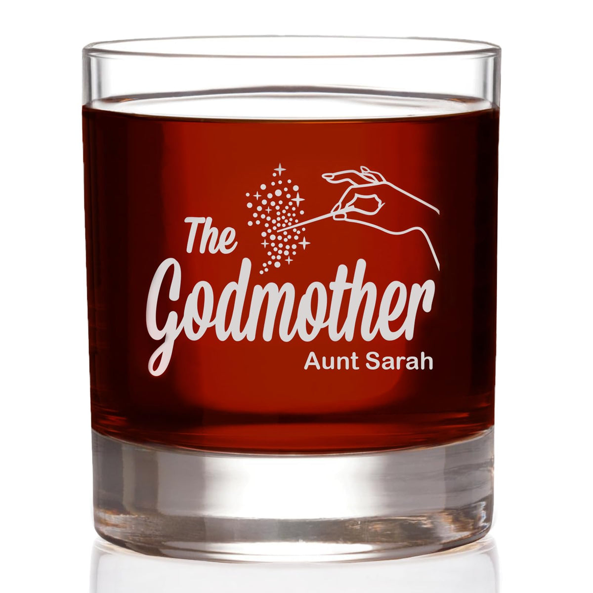 The Godmother Etched Whiskey Glass - with Your Personalized Text - Premium Quality Licensed, Handcrafted Glassware 11oz Rocks Glass - A Perfect Collectible Gift for Your Loved Ones