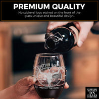 Load image into Gallery viewer, YELLOWSTONE DUTTON RANCH Etched Stemless Wine Glass
