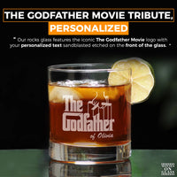 Load image into Gallery viewer, The Godfather Etched Rocks Whiskey Glass w/Your Personalized Text 11oz. Set of 2
