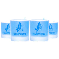 Load image into Gallery viewer, STAR TREK Discovery Command Badge Etched Rocks Whiskey Glass
