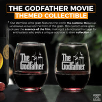 Load image into Gallery viewer, The Godfather Etched Stemless Wine Glass 15oz. Set of 4
