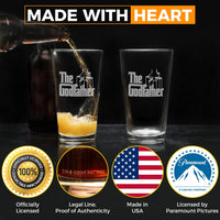 Load image into Gallery viewer, The Godfather Etched Pint Beer Glass 16oz. Set of 4
