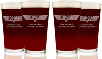 Load image into Gallery viewer, Etched Top Gun Pint Glass with Quote &quot;I feel the need... the need for speed&quot;
