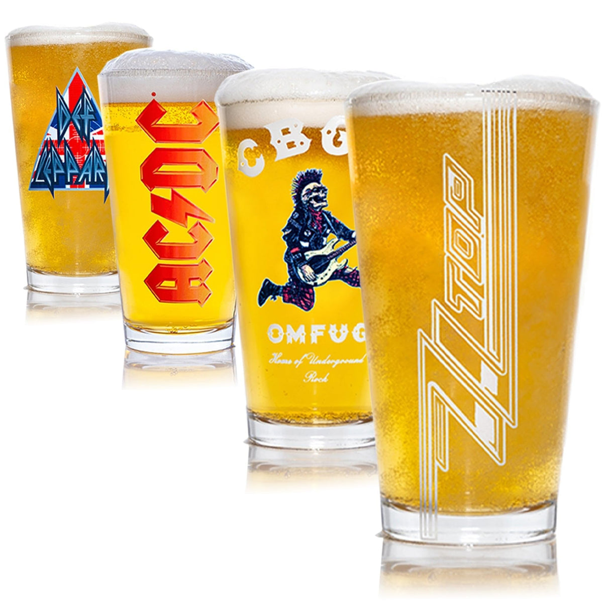 Rock Band Pint Glass Set - Officially Licensed, Premium Quality, Handcrafted Glassware, 16 oz. Set of 4 - Perfect Collectible Gift for Rock Music Fans, Birthdays, & Music Enthusiasts