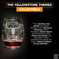 Load image into Gallery viewer, YELLOWSTONE DUTTON RANCH Etched Stemless Wine Glass
