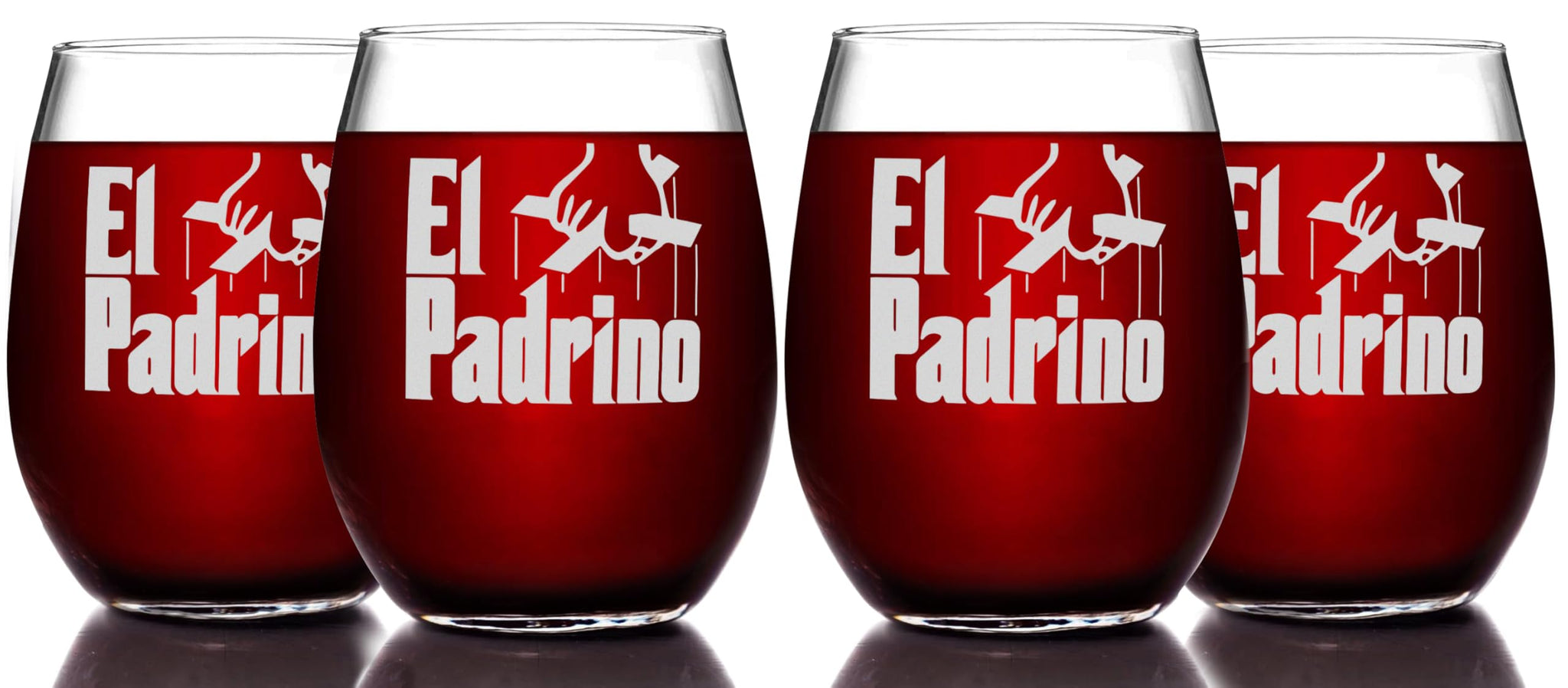El Padrino Etched Stemless Wine Glass - Premium Quality, Handcrafted G