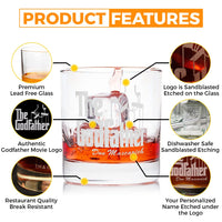 Load image into Gallery viewer, The Godfather Don Etched Rocks Whiskey Glass w/Your Personalized Text 11oz.
