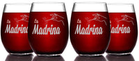 Load image into Gallery viewer, La Madrina Etched Stemless Wine Glass 15 oz. Set of 4
