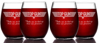 Load image into Gallery viewer, Top Gun Stemless Glass with Quote &quot;Take Me To Bed Or...&quot;
