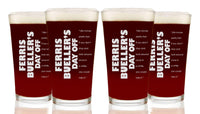 Load image into Gallery viewer, Ferris Bueller&#39;s Day Off Etched Pint Beer Glass - w/Quote, 16oz Set Of 4 Ferris Bueller&#39;s Day Off Etched Pint Beer Glass - w/Quote &quot;Life moves pretty fast..&quot;
