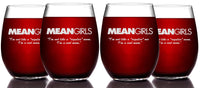 Load image into Gallery viewer, Mean Girls Etched Stemless Wine Glass 15oz - Set Of 4| w/Quote, &quot;I&#39;m Not Like a Regular Mom, I&#39;m a Cool Mom&quot;

