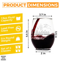 Load image into Gallery viewer, La Madrina Etched Stemless Wine Glass 15 oz. Set of 4
