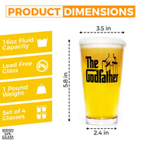 Load image into Gallery viewer, The Godfather Printed Pint Beer Glass 16oz. Set of 4
