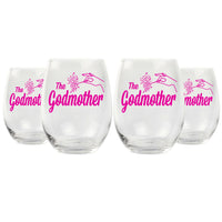 Load image into Gallery viewer, The Godmother Printed Stemless Wine Glass 15 oz. Set of 4

