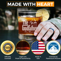 Load image into Gallery viewer, The Godfather Don Etched Rocks Whiskey Glass w/Your Personalized Text 11oz.
