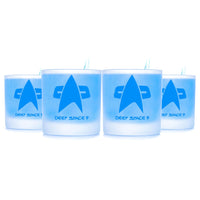 Load image into Gallery viewer, STAR TREK Deep Space 9 Command Badge Etched Rocks Whiskey Glass
