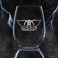 Load image into Gallery viewer, AEROSMITH Etched Stemless Wine Glass - Officially Licensed, Premium Quality, Handcrafted Glassware, 15 oz. - Perfect Collectible Gift for Rock Music Fans, Birthdays, &amp; Aerosmith Enthusiasts
