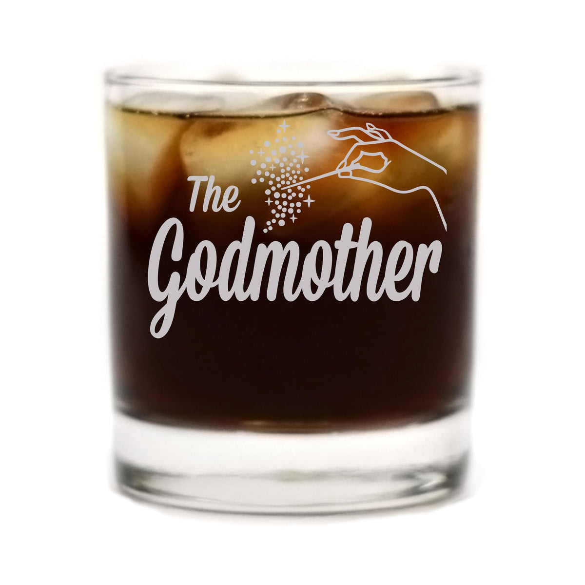 The Godmother Etched Whiskey Glass - Premium Quality, Handcrafted Glassware, 11 oz. Etched Rocks Glass - Collectible Gift Item for Godparents, Birthdays, & Special Occasions