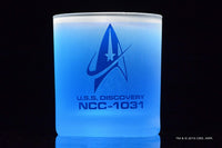 Load image into Gallery viewer, STAR TREK Discovery Command Badge Etched Rocks Whiskey Glass, 11oz. Set of 4
