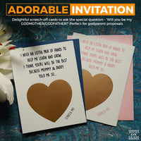 Load image into Gallery viewer, Movies On Glass Will You Be My Godparents - Invitation Scratch Off Cards - Set of 2 - Perfect Godmother &amp; Godfather Proposal for Godparents
