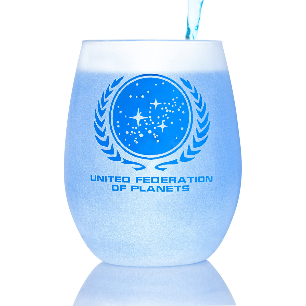 STAR TREK United Federation of Planets Etched Stemless Wine Glass - Premium Quality Licensed, Handcrafted Glassware, 15oz Collectible Birthday Gift for Series Lovers