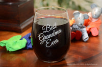 Load image into Gallery viewer, Best Grandma Ever Etched Stemless Wine Glass 15 oz.

