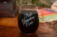 Load image into Gallery viewer, Best Grandma Ever Etched Stemless Wine Glass 15 oz.
