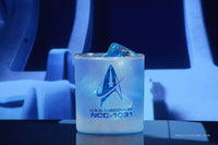 Load image into Gallery viewer, STAR TREK Discovery Command Badge Etched Rocks Whiskey Glass, 11oz. Set of 4
