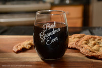 Load image into Gallery viewer, Best Grandma Ever Etched Stemless Wine Glass 15 oz.
