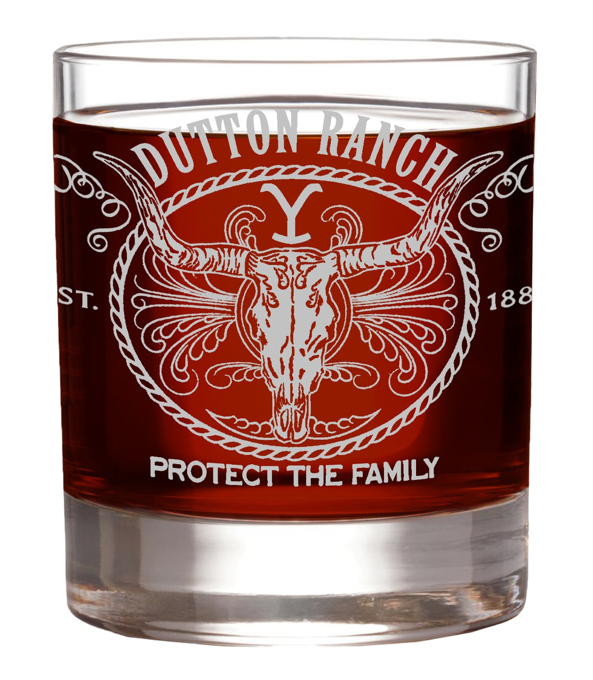 YELLOWSTONE DUTTON RANCH Etched Rocks Glass, 11 oz