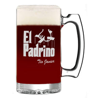 Load image into Gallery viewer, El Padrino Etched Large Beer Mug W/ Premium Quality, Handcrafted Glassware 25oz.
