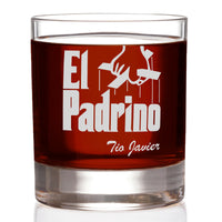 Load image into Gallery viewer, El Padrino Etched Rocks Whiskey Glass w/Your Personalized Text 11oz. Premium Quality Handcrafted Glassware
