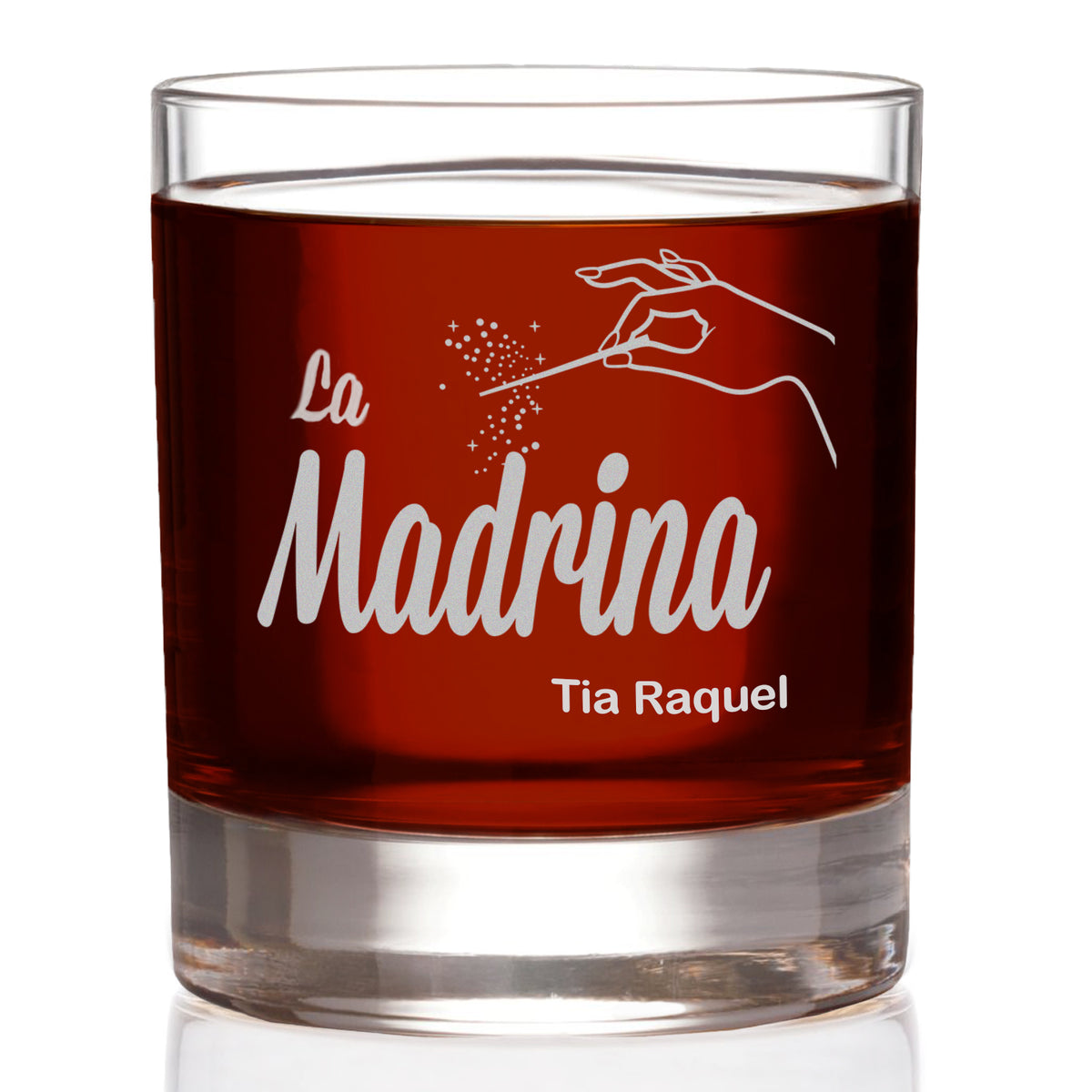 La Madrina Etched Rocks Whiskey Glass w/Your Personalized Text 11oz.