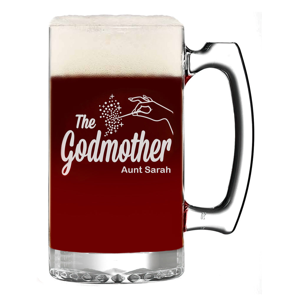 The Godmother Etched Large Beer Mug with Your Personalized Text 25 oz.